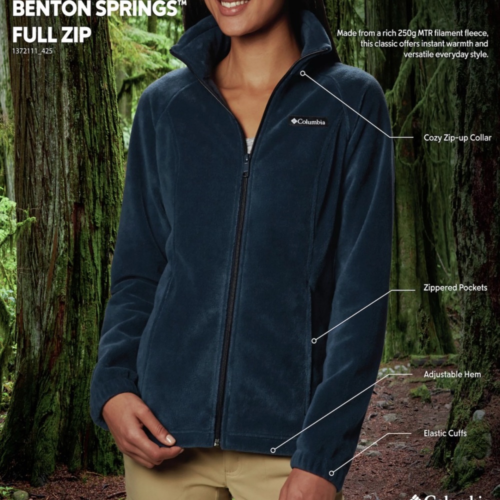 Columbia Benton Springs Full Zip Deep Green Fleece Women’s Jacket - Picture 5 of 6